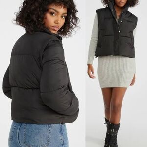 JUSTFAB 2 in 1 Cropped Puffer Vest Jacket NWT Sz L
